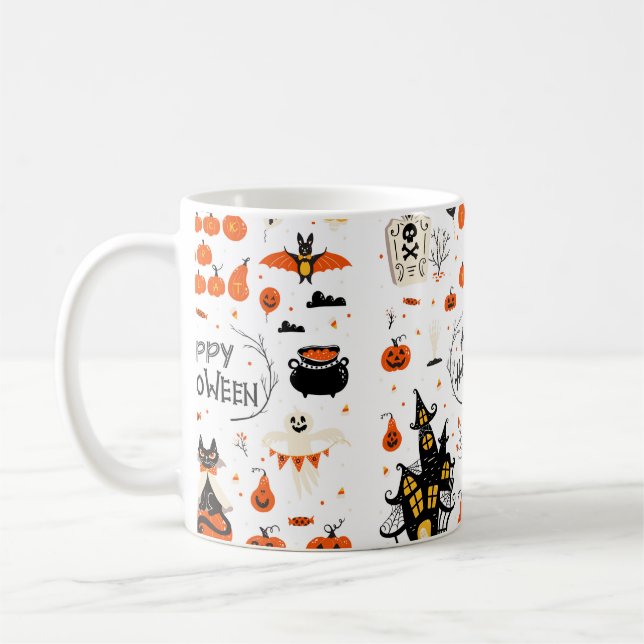 Halloween-inslag. Halloween-klipp med Kaffemugg (Vänster)