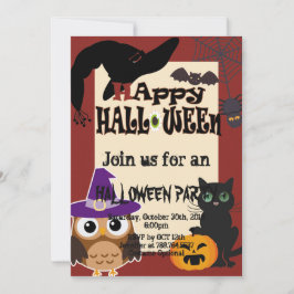 Halloween inslag-kattpumpa uggla party inbjudningar