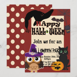 Halloween inslag-kattpumpa uggla party inbjudningar