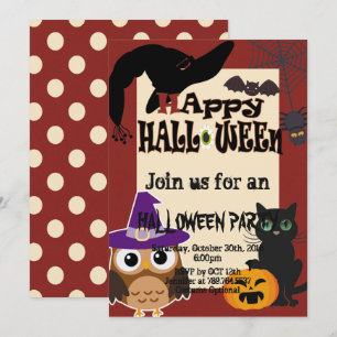 Halloween inslag-kattpumpa uggla party inbjudningar