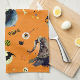 Halloween Inslag på Orange Kökshandduk