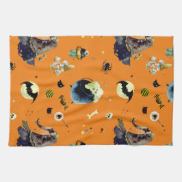 Halloween Inslag på Orange Kökshandduk