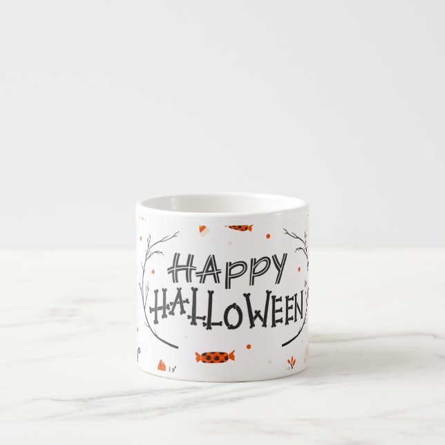 Halloween Inslag Vintage Set Design Espressomugg (Framsidan)