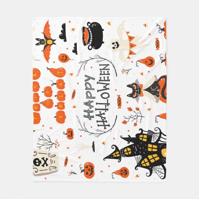 Halloween Inslag Vintage Set Design Fleecefilt (Framsidan)