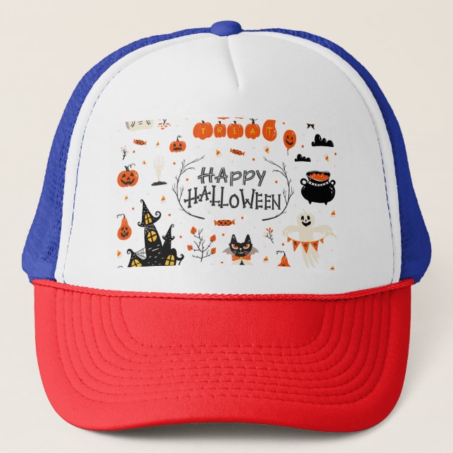 Halloween Inslag Vintage Set Design Keps (Framsida)