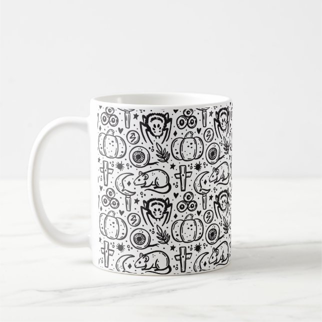 Halloween-inspirerat mönster, kaffemugg (Vänster)