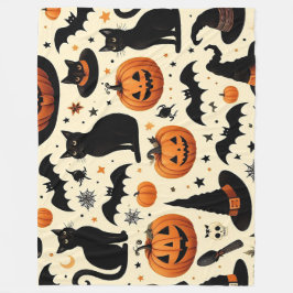Halloween-inspirerat mönster med svart katt och pu fleecefilt