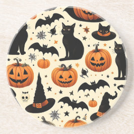 Halloween-inspirerat mönster med svart katt och pu underlägg