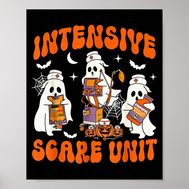 Halloween Intensive Care E Unit Ghost Nurse Icu Nu Poster (Framsidan)
