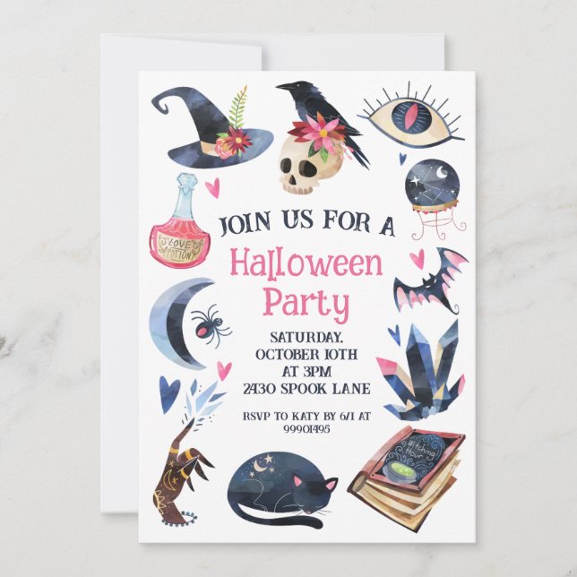Halloween Invitation, Halloween Party Invitation, Inbjudningar (Framsida)