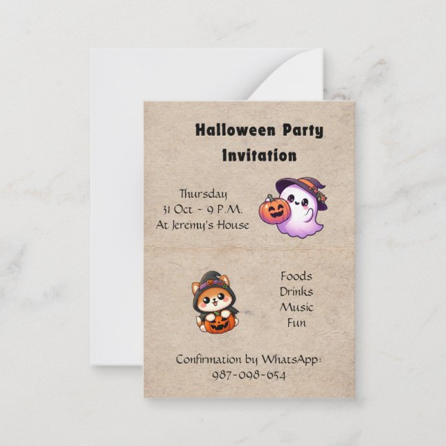 Halloween Invitation to be personalised Anteckningskort (Framsida)