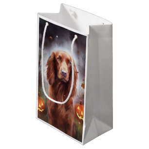 Halloween Irish Red Setter with Pumpkins Scary