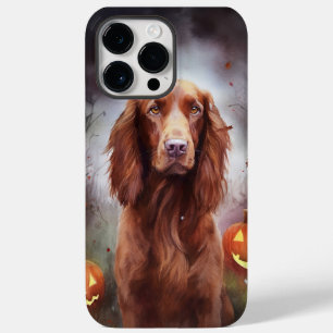 Halloween Irish Red Setter with Pumpkins Scary