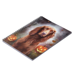 Halloween Irish Red Setter with Pumpkins Scary Anteckningsbok