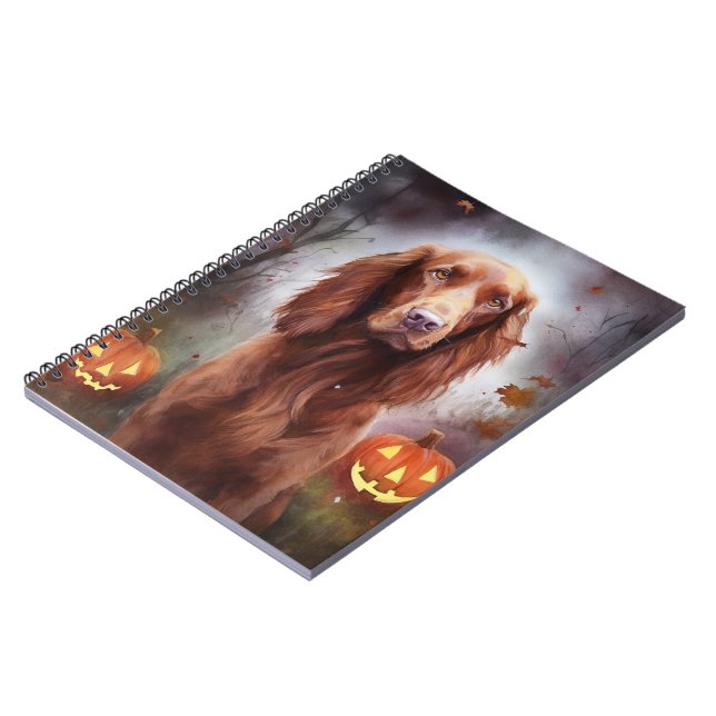 Halloween Irish Red Setter with Pumpkins Scary Anteckningsbok (Vänstra Sidan)