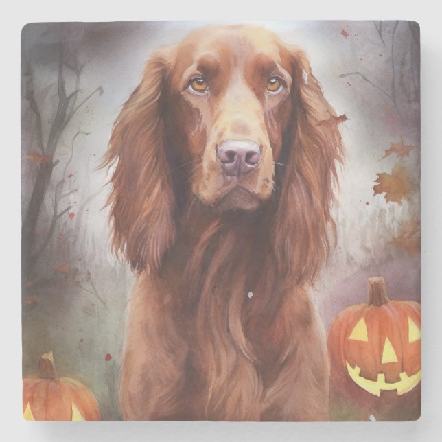 Halloween Irish Red Setter with Pumpkins Scary Stenunderlägg (Framsidan)