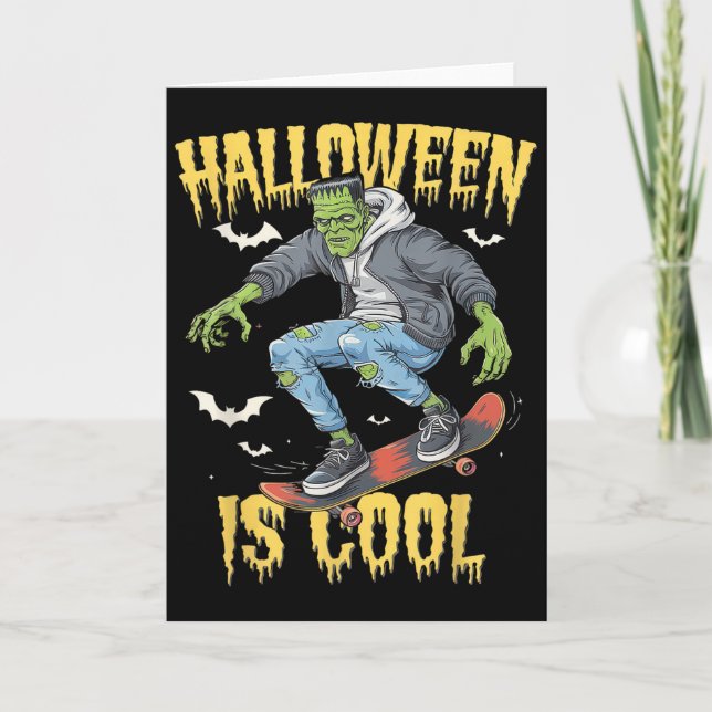 Halloween Is Cool Women Men Frankenstein Monster  Kort (Framsida)