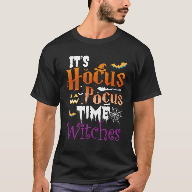 Halloween It's Hocus Pocus Time Witches Girls ladi T Shirt (Framsida)