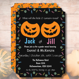 Halloween Jack eller Jill O-Lantern Gender Reveal Inbjudningar