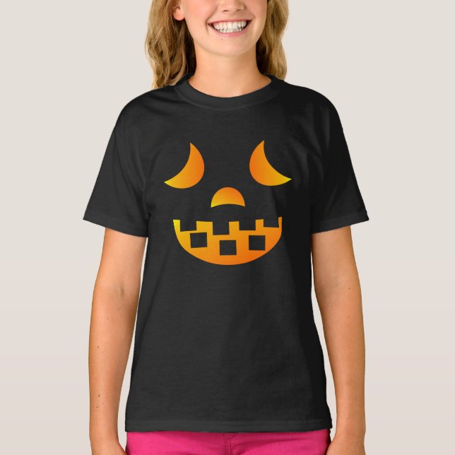 Halloween Jack-o'-lantern Ansikte Girl's T-Shirt (Framsida)