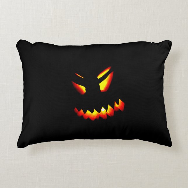 Halloween-Jack-O-Lantern Ansikte Pillow 2-sidig ut Prydnadskudde (Framsidan)