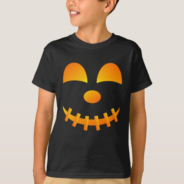 Halloween Jack-o'-lantern Cute Ansikte Boy's T-Shi T Shirt (Framsida)