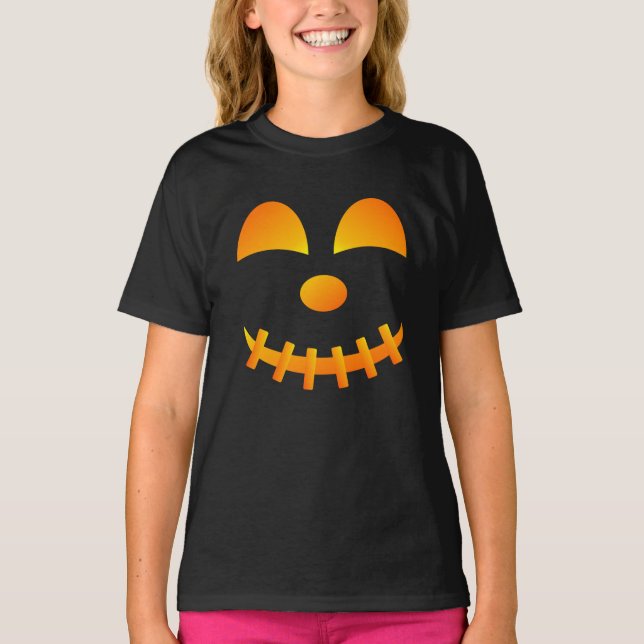 Halloween Jack-o'-lantern Cute Ansikte Girl's T-Sh T Shirt (Framsida)