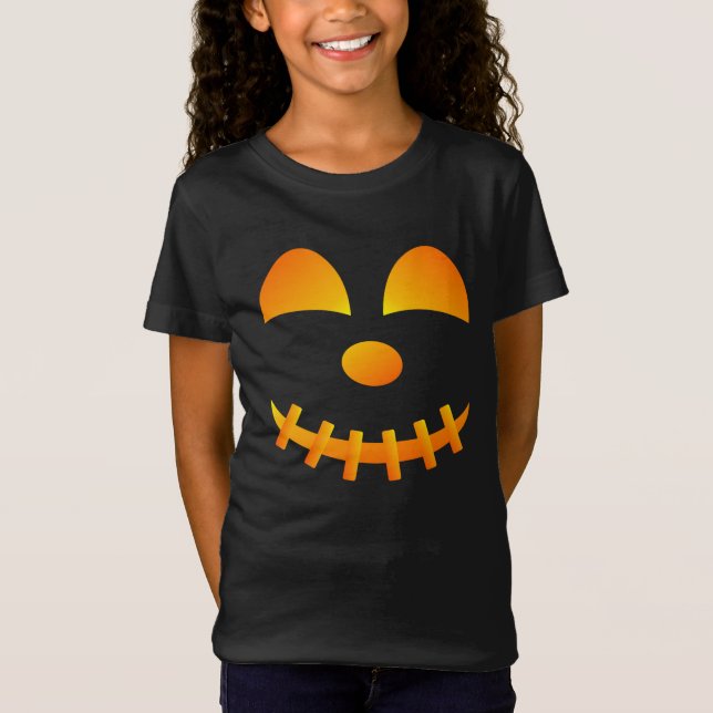 Halloween Jack-o'-lantern Cute Ansikte Girl's T-Sh T Shirt (Framsida)