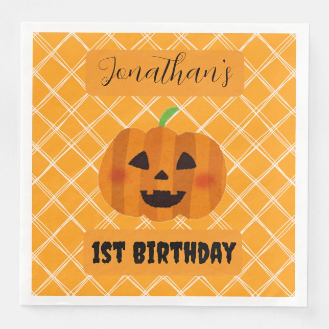 Halloween Jack o lantern Födelsedagsfest Napkins Pappersservett (Framsida)