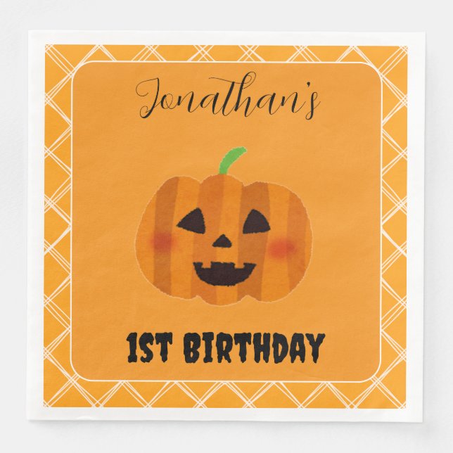 Halloween Jack o lantern Födelsedagsfest Napkins Pappersservett (Framsida)