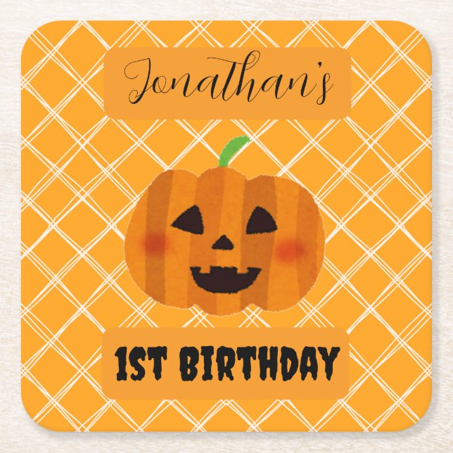 Halloween Jack-o'-Lantern-Födelsedagsfesten Underl Underlägg Papper Kvadrat (Framsidan)