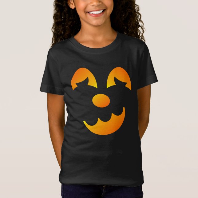 Halloween Jack-o'-lantern Funny Ansikte Girl T Shirt (Framsida)