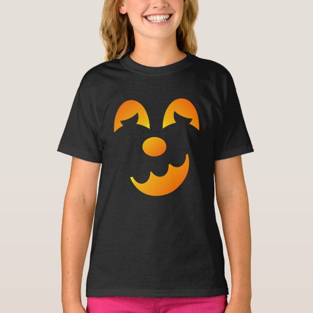 Halloween Jack-o'-lantern Funny Ansikte Girl T Shirt (Framsida)
