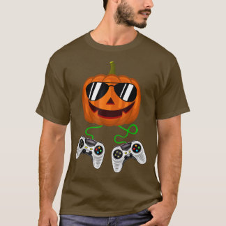 Halloween Jack o lantern Gamer Boys Kids Manar Fun T Shirt