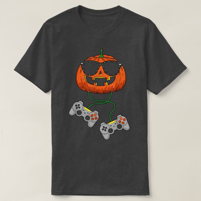 Halloween Jack o lantern Gamer Boys Kids Manar Fun T Shirt (Design framsida)