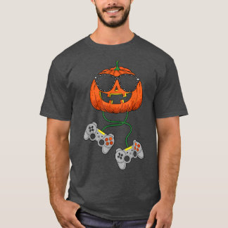 Halloween Jack o lantern Gamer Boys Kids Manar Fun T Shirt