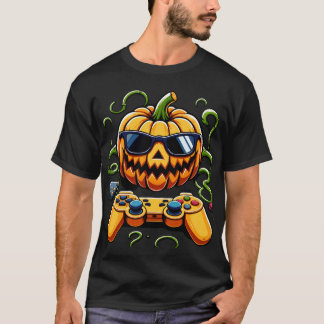 Halloween Jack o lantern Gamer Boys Kids Manar Fun T Shirt