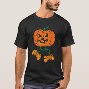 Halloween Jack o lantern Gamer Boys Kids Manar Fun T Shirt