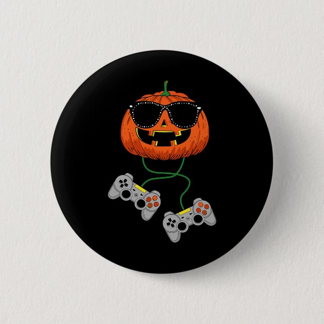 Halloween Jack o lantern Gamer Boys Kids Manar Rol Knapp (Framsida)