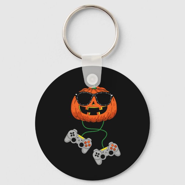 Halloween Jack o lantern Gamer Boys Kids Manar Rol Nyckelring (Framsida)