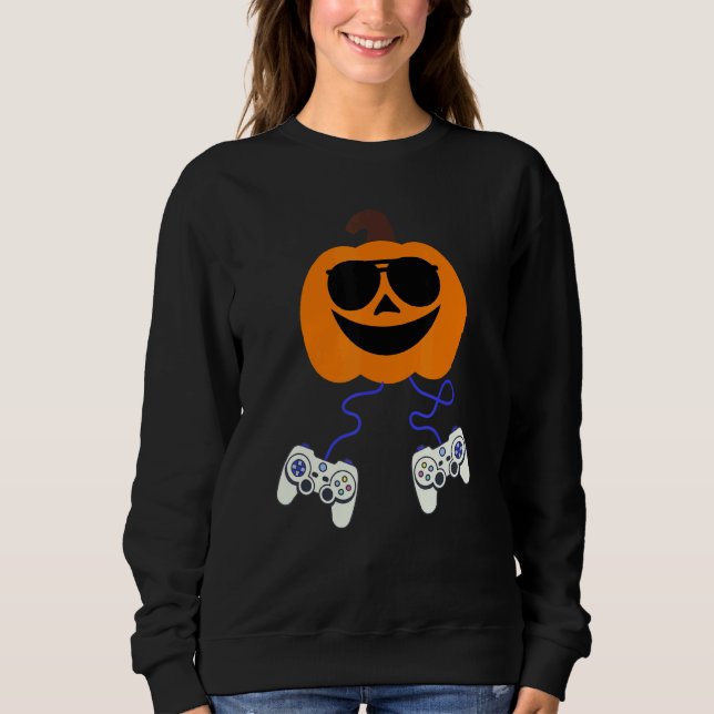 Halloween Jack O Lantern Gamer Boys Kids Men  Hall T Shirt (Framsida)