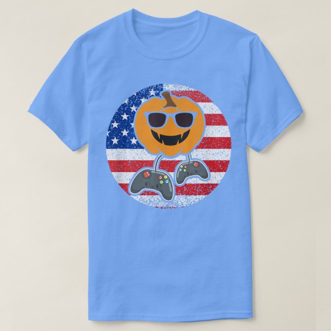 Halloween Jack o lantern Gamer Sunglasses American T Shirt (Design framsida)