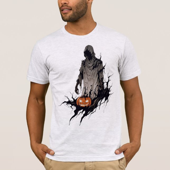 Halloween Jack-o'-lantern Ghost T Shirt (Framsida)