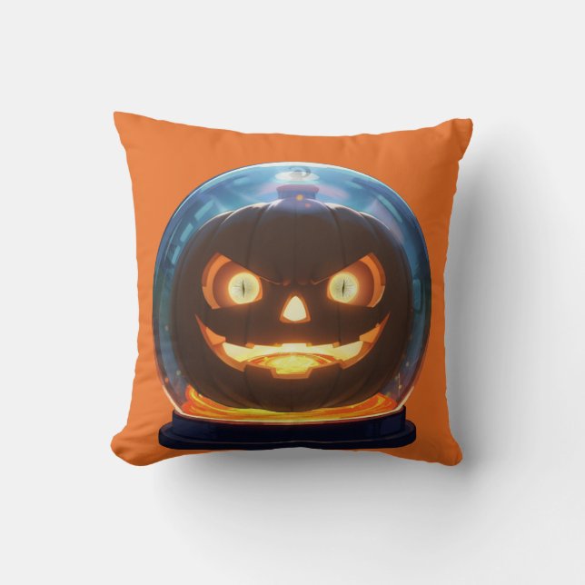 Halloween Jack-o-Lantern Globe Kudde (Framsida)