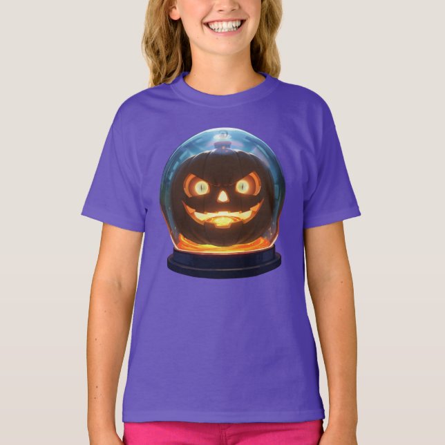 Halloween Jack-o-Lantern Globe T Shirt (Framsida)