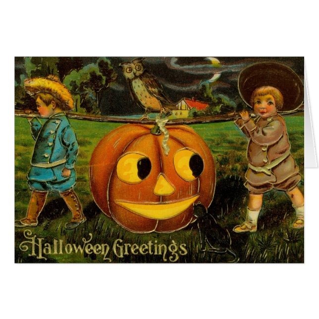 Halloween Jack-o-Lantern Harvest Night by Kids Hälsningskort (Framsidan Horizontal)