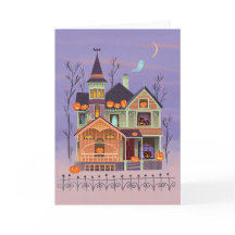 Halloween Jack-o'-lantern House Card