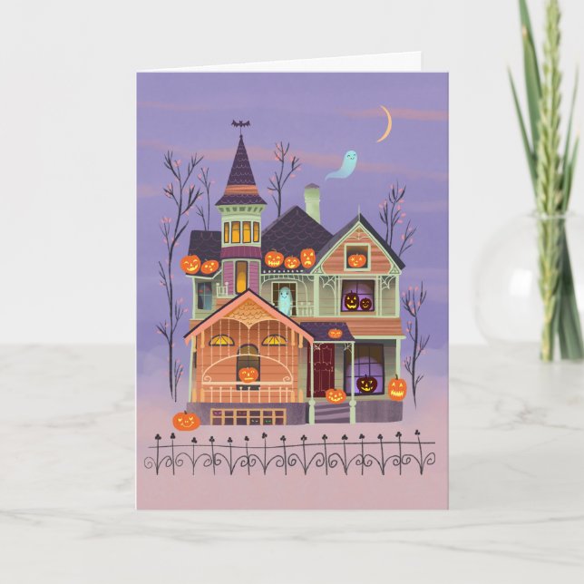 Halloween Jack-o'-lantern House Card Kort (Framsida)