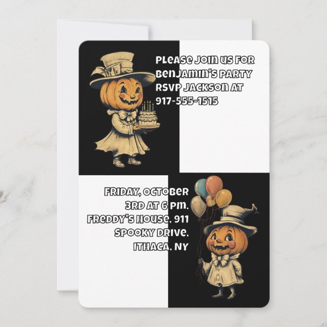 Halloween Jack o lantern i Black Inbjudningar (Framsida)