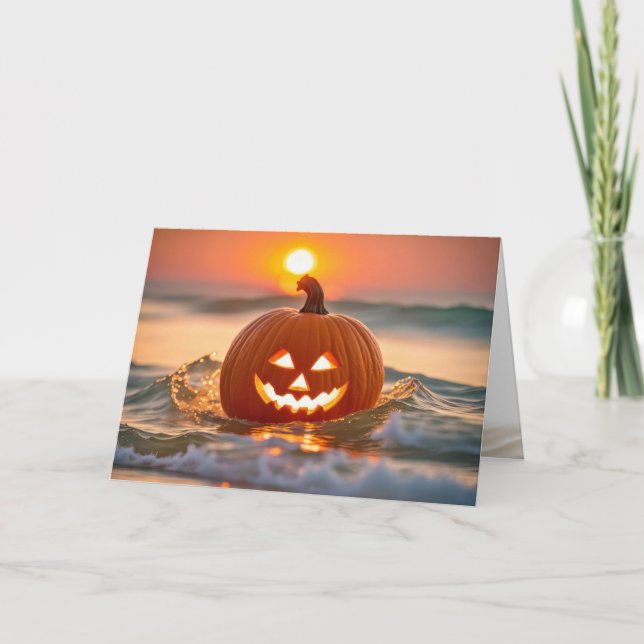 Halloween Jack-o-Lantern i Oceanen Helgkort (Framsida)